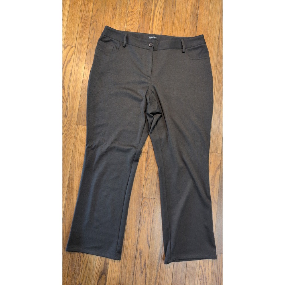 Claudia EV Womens Plus 18W Black Power Comfort Stretch‎ Twill Straight Leg Pants